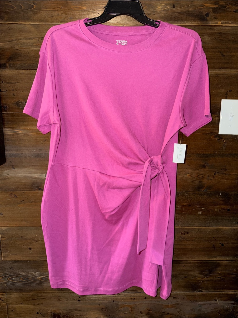 Terra & Sky Hot Pink Side-Tie Knit Dress